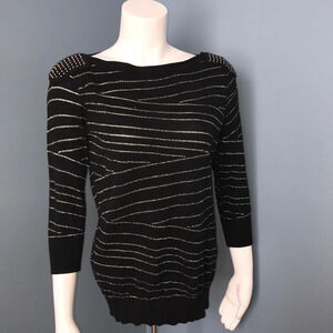 Armani Exchange Black Metallic Striped Sweater med
